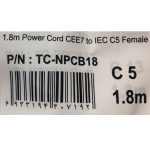 کابل برق سه پین منبع تغذیه لپ تاپ تی سی تراست مدل TC-NPCB18 طول 1.8 متر